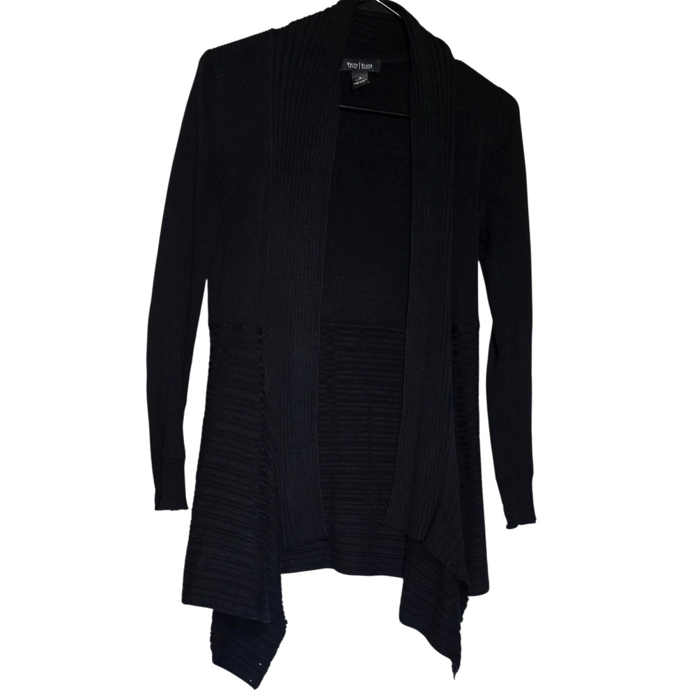 White House Black Market Streetwear Black Draped‎ Open Front Cardigan Size S - Picture 2 of 4